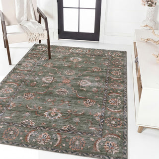 Sandora Vintage Floral Border Machine-washable Area Rug