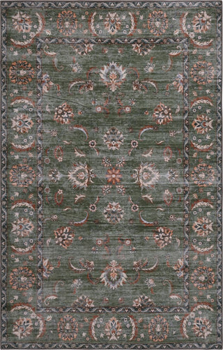Sandora Vintage Floral Border Machine-washable Area Rug