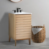 Henry Modern 2-Shelf Bath Vanity Cabinet with White Ceramic Sink Basin Top (Faucet not Included)