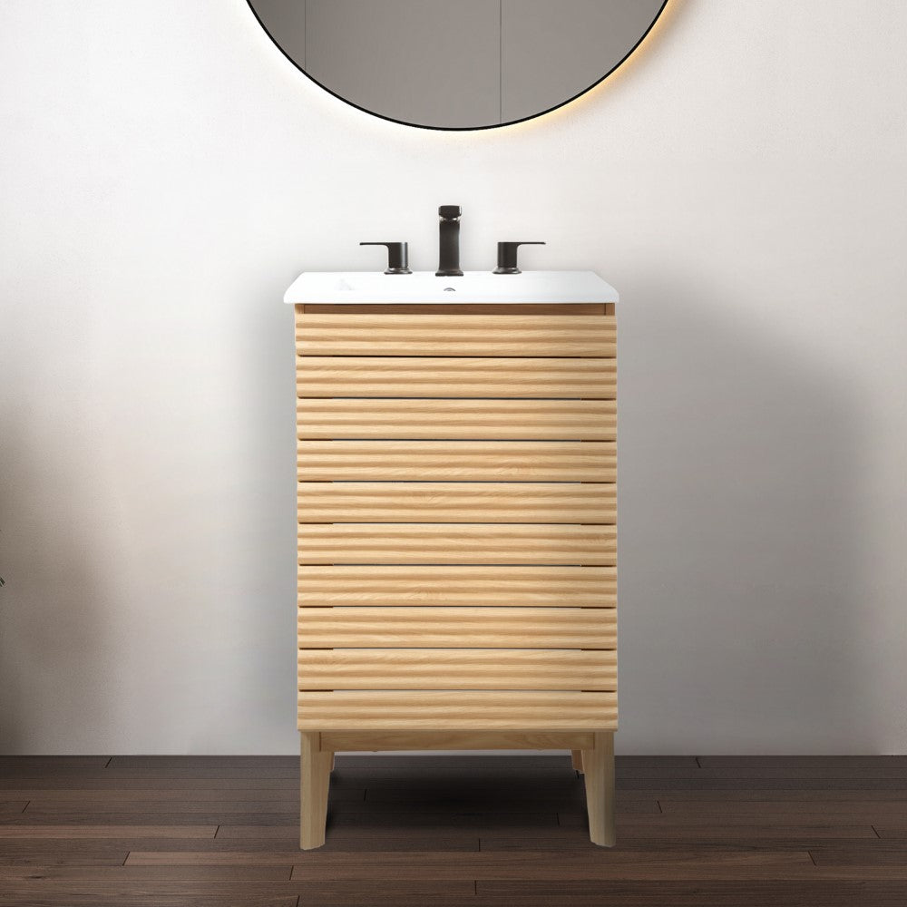 Henry Modern 2-Shelf Bath Vanity Cabinet with White Ceramic Sink Basin Top (Faucet not Included)