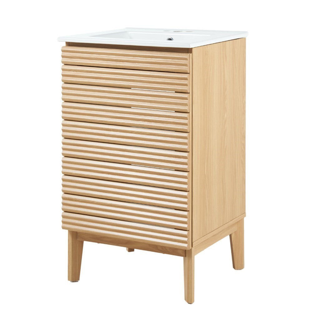 Henry Modern 2-Shelf Bath Vanity Cabinet with White Ceramic Sink Basin Top (Faucet not Included)