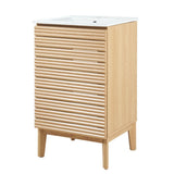 Henry Modern 2-Shelf Bath Vanity Cabinet with White Ceramic Sink Basin Top (Faucet not Included)