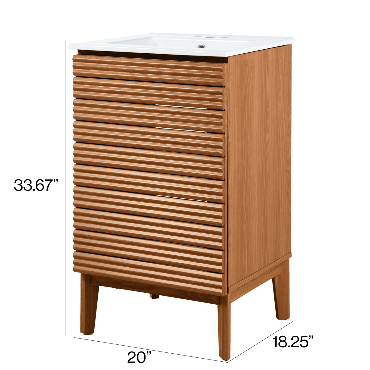 Henry Modern 2-Shelf Bath Vanity Cabinet with White Ceramic Sink Basin Top (Faucet not Included)