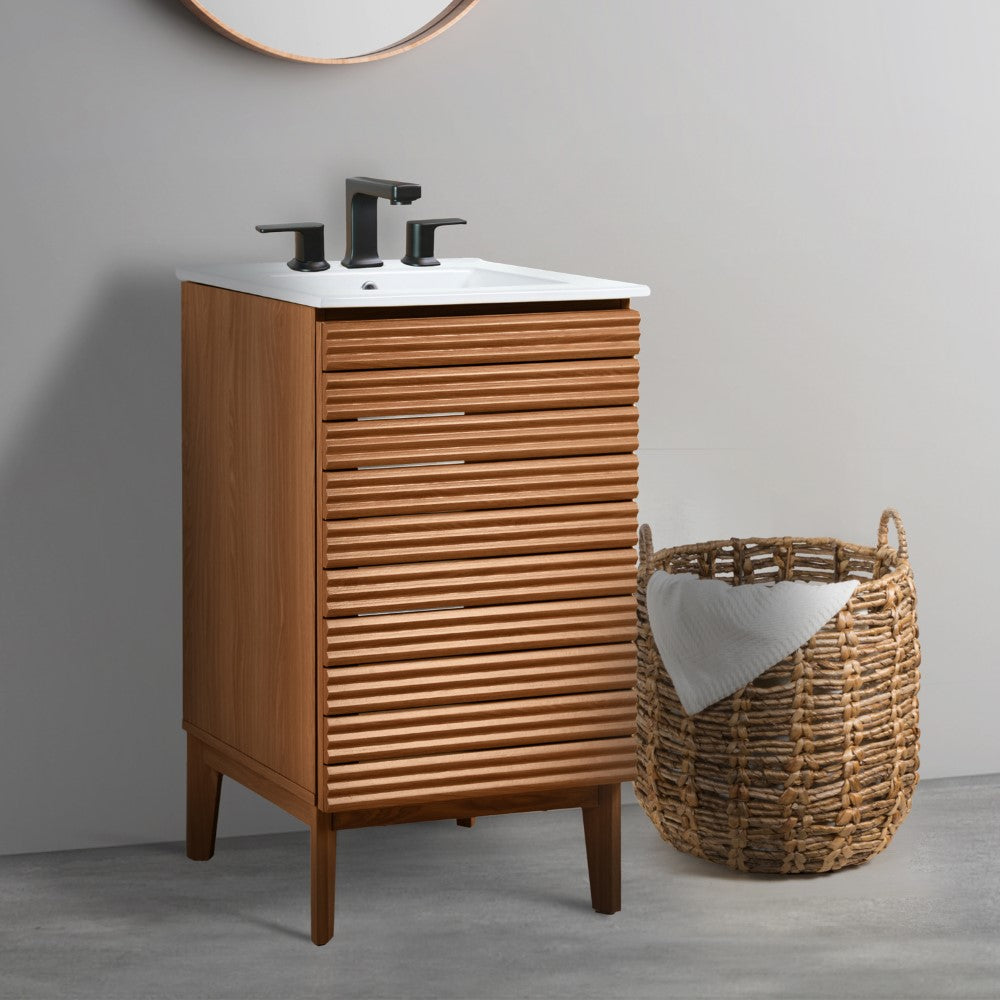 Henry Modern 2-Shelf Bath Vanity Cabinet with White Ceramic Sink Basin Top (Faucet not Included)
