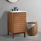 Henry Modern 2-Shelf Bath Vanity Cabinet with White Ceramic Sink Basin Top (Faucet not Included)