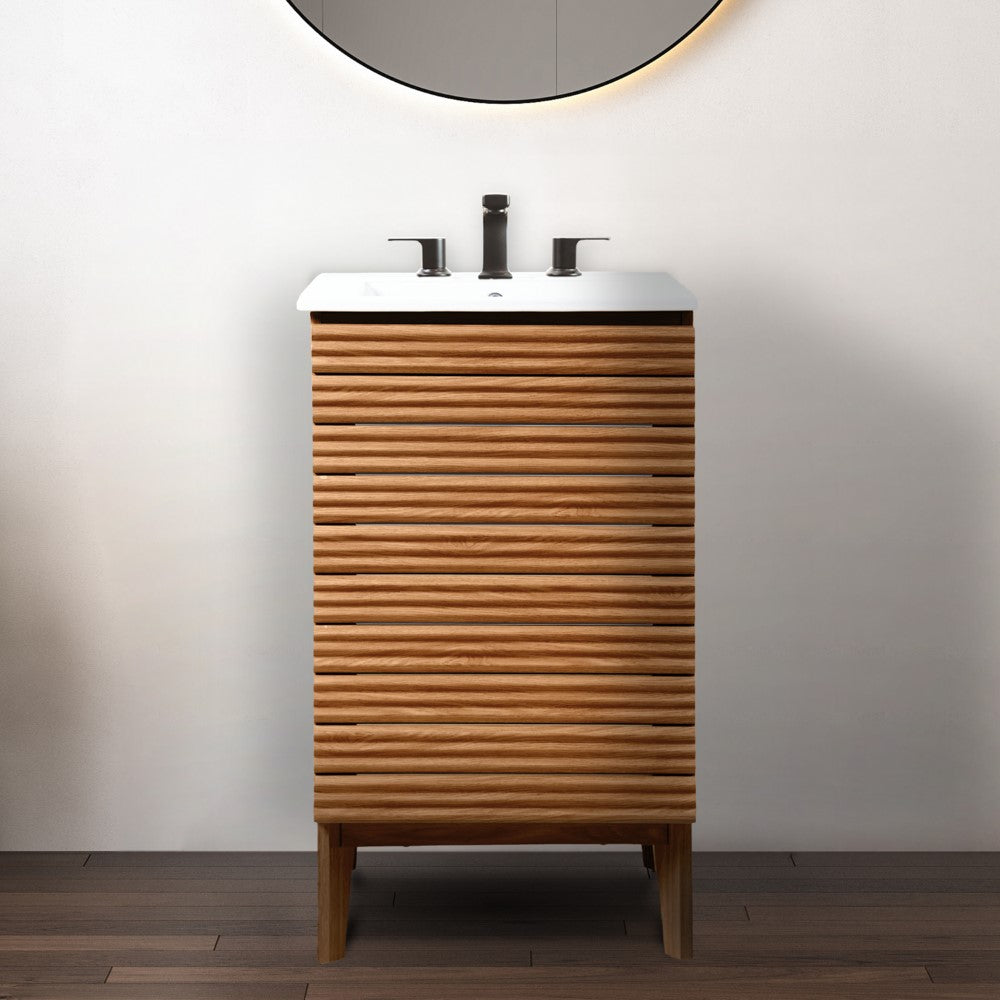 Henry Modern 2-Shelf Bath Vanity Cabinet with White Ceramic Sink Basin Top (Faucet not Included)