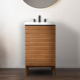 Henry Modern 2-Shelf Bath Vanity Cabinet with White Ceramic Sink Basin Top (Faucet not Included)