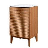Henry Modern 2-Shelf Bath Vanity Cabinet with White Ceramic Sink Basin Top (Faucet not Included)