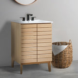 Henry Modern 2-Shelf Bath Vanity Cabinet with White Ceramic Sink Basin Top (Faucet not Included)