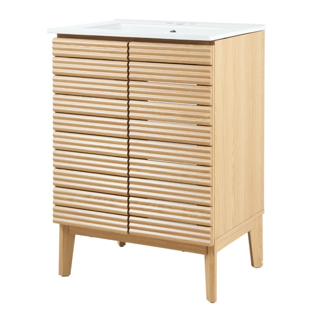 Henry Modern 2-Shelf Bath Vanity Cabinet with White Ceramic Sink Basin Top (Faucet not Included)
