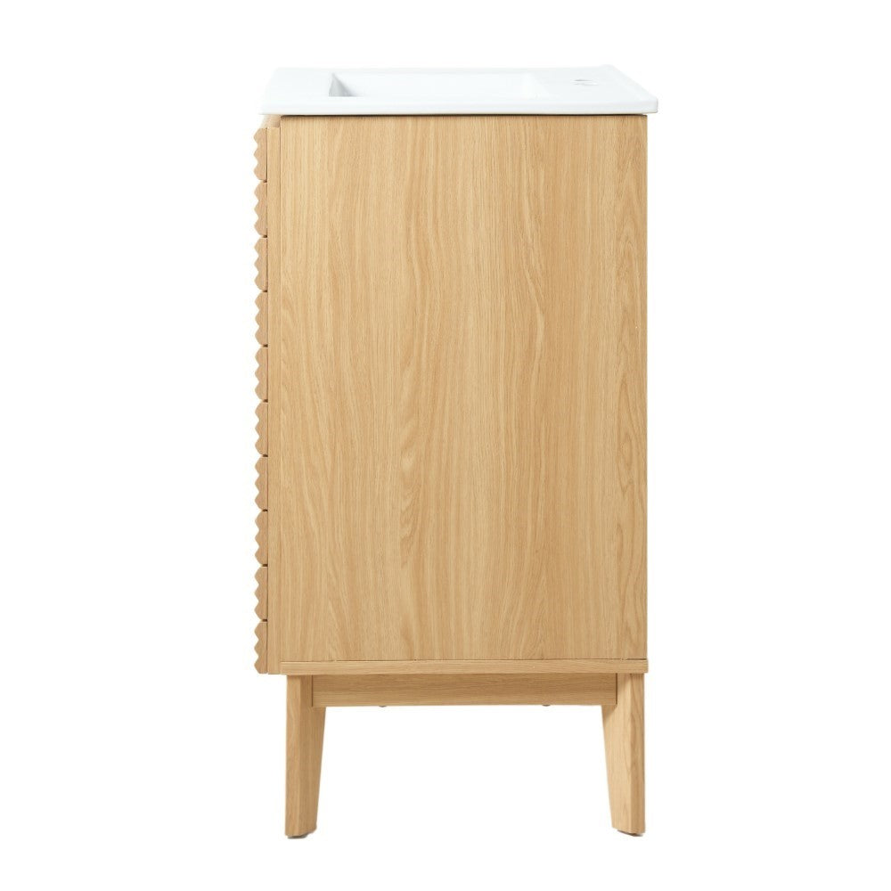 Henry Modern 2-Shelf Bath Vanity Cabinet with White Ceramic Sink Basin Top (Faucet not Included)