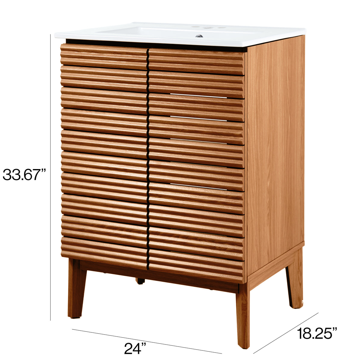 Henry Modern 2-Shelf Bath Vanity Cabinet with White Ceramic Sink Basin Top (Faucet not Included)