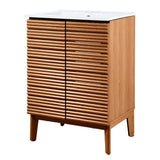 Henry Modern 2-Shelf Bath Vanity Cabinet with White Ceramic Sink Basin Top (Faucet not Included)