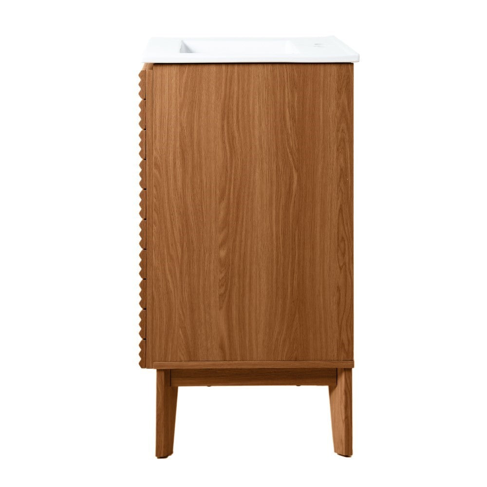 Henry Modern 2-Shelf Bath Vanity Cabinet with White Ceramic Sink Basin Top (Faucet not Included)