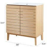 Henry Modern 2-Shelf Bath Vanity Cabinet with White Ceramic Sink Basin Top (Faucet not Included)