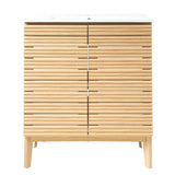 Henry Modern 2-Shelf Bath Vanity Cabinet with White Ceramic Sink Basin Top (Faucet not Included)