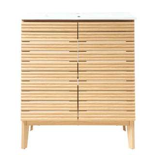 Henry Modern 2-Shelf Bath Vanity Cabinet with White Ceramic Sink Basin Top (Faucet not Included)