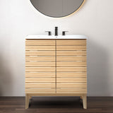 Henry Modern 2-Shelf Bath Vanity Cabinet with White Ceramic Sink Basin Top (Faucet not Included)