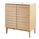 Henry Modern 2-Shelf Bath Vanity Cabinet with White Ceramic Sink Basin Top (Faucet not Included)