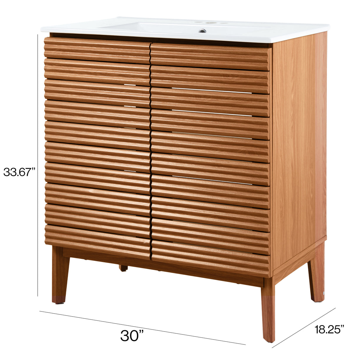 Henry Modern 2-Shelf Bath Vanity Cabinet with White Ceramic Sink Basin Top (Faucet not Included)