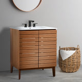 Henry Modern 2-Shelf Bath Vanity Cabinet with White Ceramic Sink Basin Top (Faucet not Included)