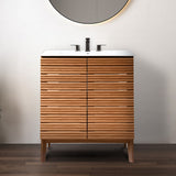 Henry Modern 2-Shelf Bath Vanity Cabinet with White Ceramic Sink Basin Top (Faucet not Included)