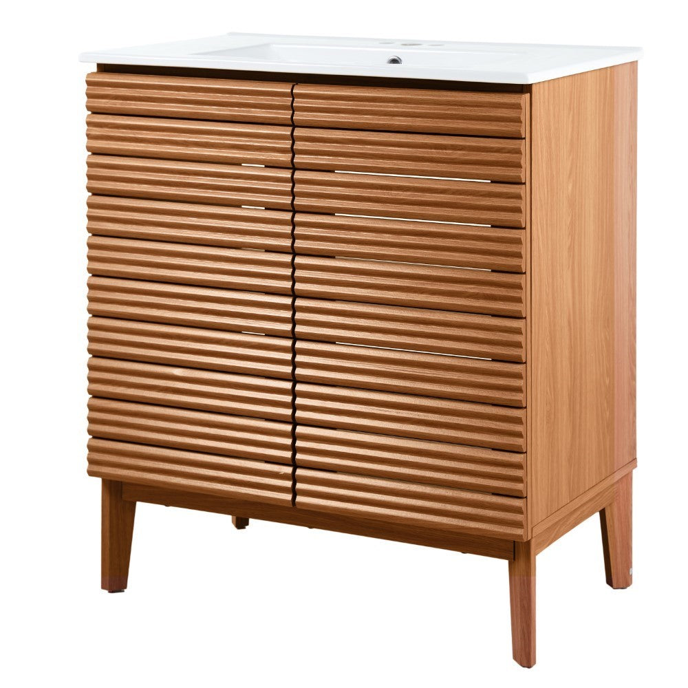 Henry Modern 2-Shelf Bath Vanity Cabinet with White Ceramic Sink Basin Top (Faucet not Included)