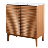 Henry Modern 2-Shelf Bath Vanity Cabinet with White Ceramic Sink Basin Top (Faucet not Included)
