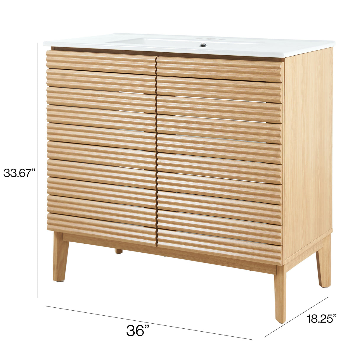 Henry Modern 2-Shelf Bath Vanity Cabinet with White Ceramic Sink Basin Top (Faucet not Included)