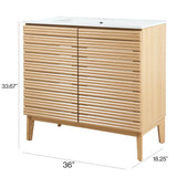 Henry Modern 2-Shelf Bath Vanity Cabinet with White Ceramic Sink Basin Top (Faucet not Included)