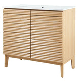 Henry Modern 2-Shelf Bath Vanity Cabinet with White Ceramic Sink Basin Top (Faucet not Included)