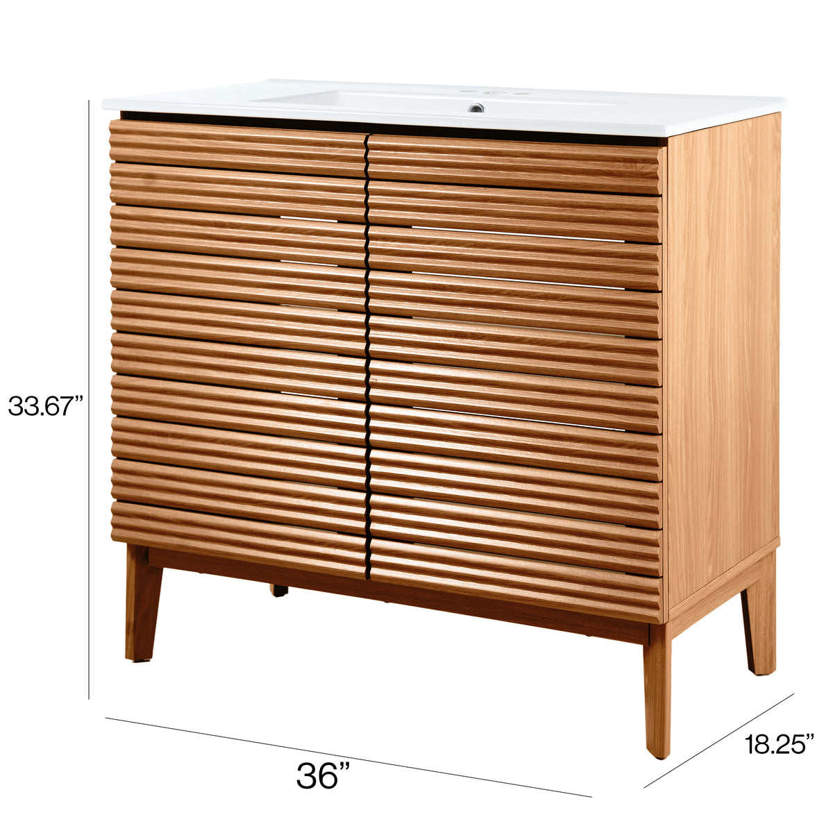 Henry Modern 2-Shelf Bath Vanity Cabinet with White Ceramic Sink Basin Top (Faucet not Included)
