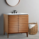 Henry Modern 2-Shelf Bath Vanity Cabinet with White Ceramic Sink Basin Top (Faucet not Included)