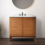 Henry Modern 2-Shelf Bath Vanity Cabinet with White Ceramic Sink Basin Top (Faucet not Included)