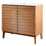 Henry Modern 2-Shelf Bath Vanity Cabinet with White Ceramic Sink Basin Top (Faucet not Included)