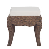 Baxton 19.7" Bohemian Designer Woven Rattan/Wood Vanity Stool
