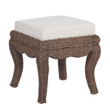 Baxton 19.7" Bohemian Designer Woven Rattan/Wood Vanity Stool