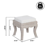 Baxton 19.7" Bohemian Designer Woven Rattan/Wood Vanity Stool