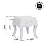Baxton 19.7" Bohemian Designer Woven Rattan/Wood Vanity Stool