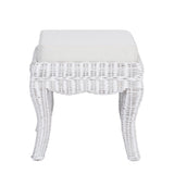 Baxton 19.7" Bohemian Designer Woven Rattan/Wood Vanity Stool