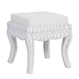 Baxton 19.7" Bohemian Designer Woven Rattan/Wood Vanity Stool