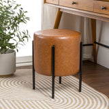 Paddy 18.5" Modern Minimalist Round Backless Metal/Bouclé Cushioned Vanity Stool