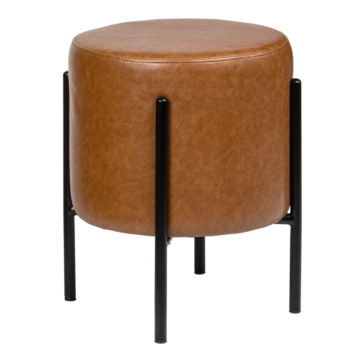 Paddy 18.5" Modern Minimalist Round Backless Metal/Bouclé Cushioned Vanity Stool