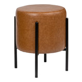 Paddy 18.5" Modern Minimalist Round Backless Metal/Bouclé Cushioned Vanity Stool