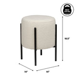 Paddy 18.5" Modern Minimalist Round Backless Metal/Bouclé Cushioned Vanity Stool