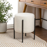 Paddy 18.5" Modern Minimalist Round Backless Metal/Bouclé Cushioned Vanity Stool