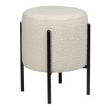 Paddy 18.5" Modern Minimalist Round Backless Metal/Bouclé Cushioned Vanity Stool