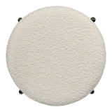 Paddy 18.5" Modern Minimalist Round Backless Metal/Bouclé Cushioned Vanity Stool