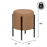 Paddy 18.5" Modern Minimalist Round Backless Metal/Bouclé Cushioned Vanity Stool