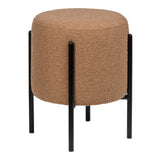 Paddy 18.5" Modern Minimalist Round Backless Metal/Bouclé Cushioned Vanity Stool